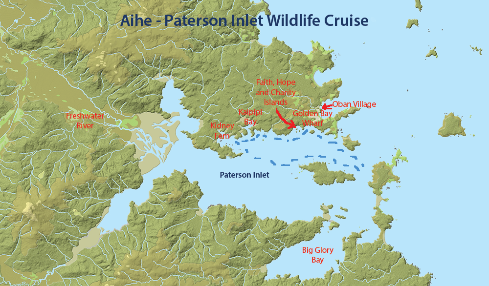 Map of Aihe - Paterson Inlet Wildlife Cruise